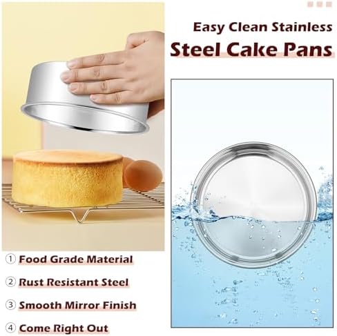 LIANYU Round Cake Pans Set of 2, 6 Inch Round Layer Cake Tins for