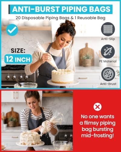 RFAQK 74PCs Icing Piping Bags and Tips Set, Cake Decorating Kit with