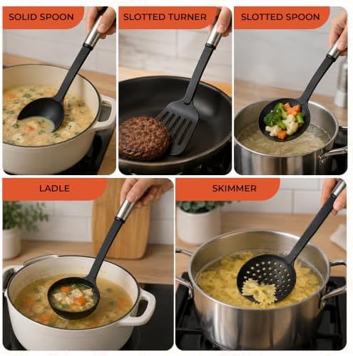 Farberware – Stainless Steel Kitchen Tool Set – Black, Set of 5