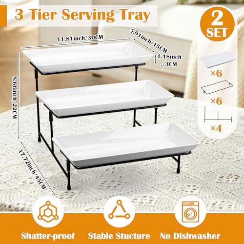 2 Set 3 Tier Serving Trays for Party 12 Inch Serving Platters and