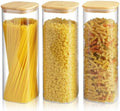 Glass Spaghetti Pasta Storage Container - 3 Pack 2.5 QT Airtight Food