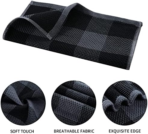 Mordimy 100% Cotton Kitchen Towels and Dishcloths Set of 6, Black &