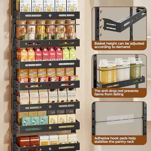 8-Tier Pantry Door Organizer, Large 2 IN 1 Wall Mount or Over The Door