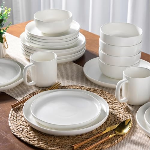 AmorArc Stoneware Dinnerware Sets for 4,12Pcs Ceramic Plates and Bowls