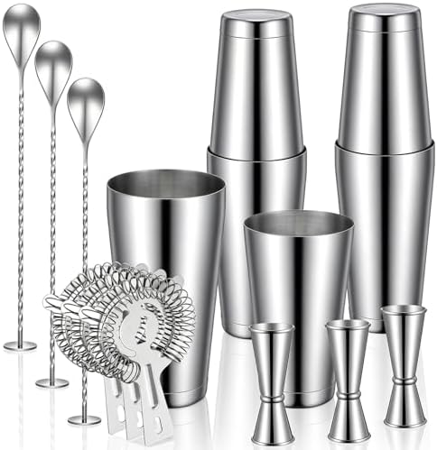 Cocktail Shaker Boston Shaker Set 15 Pcs Professional Bartender Kit
