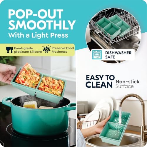 2 Cup Silicone Freezer Trays with Lids, Stackable, 3 Pack