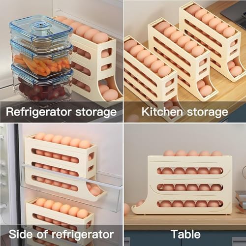 24-Egg Holder for Fridge, White, 2-Pack