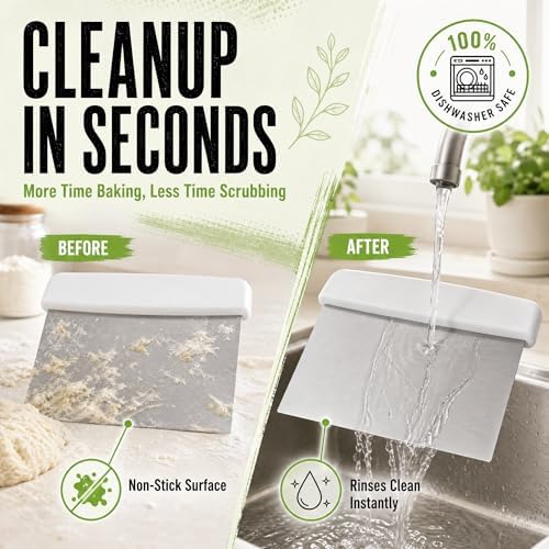 Stainless Steel Dough Cutter and Bench Scraper with White Plastic