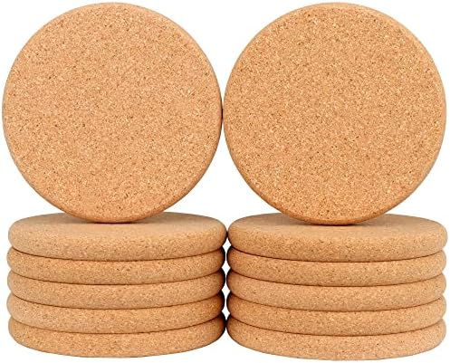 12 Pack 0.4" Ultra Thick Cork Coasters for Drinks 3.9" Diameter