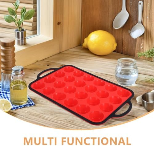 Toyvian Mini Silicone Muffin Pan Xmas 24 Cup Red Silicone Iron