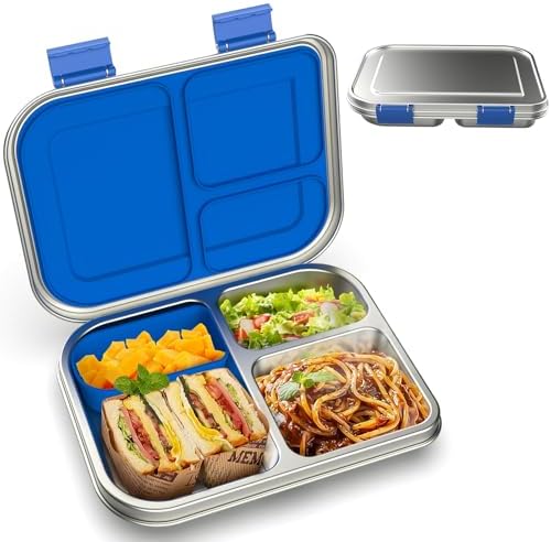 BOSEDSANG Stainless Steel Kids Bento Lunch Box (Blue)