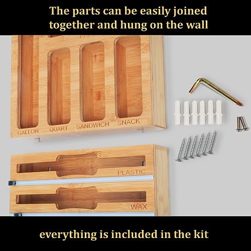 9 in 1 Bamboo Drawer Organizer for Kitchen — Zip Top Bag, Foil and