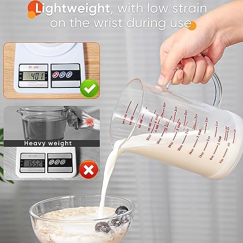 4 Cup Glass Measuring Cup with Handle, 77L High Borosilicate Glass