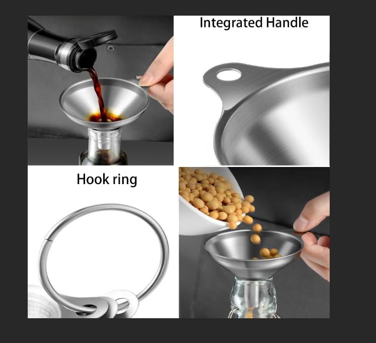 3PCS Kitchen Funnels Set,Stainless Metal Funnel for Filling Bottles