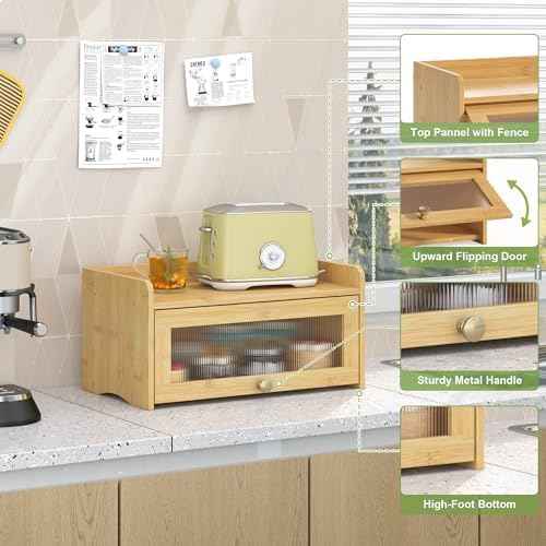 JANSNIMEN Vintage Bread Box for Kitchen Countertop Farmhouse Bread Holder