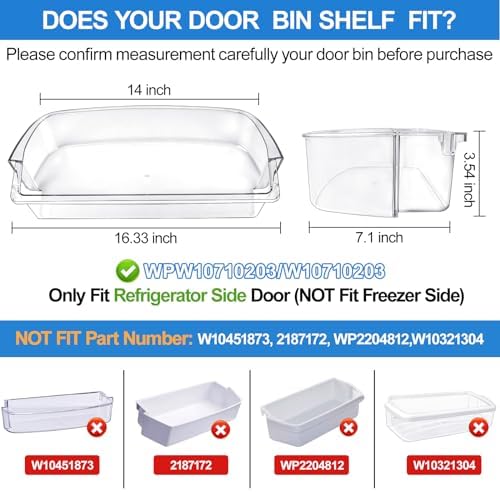 WPW10710203 Refrigerator Door Bin Compatible With Whirlpool Kenmore