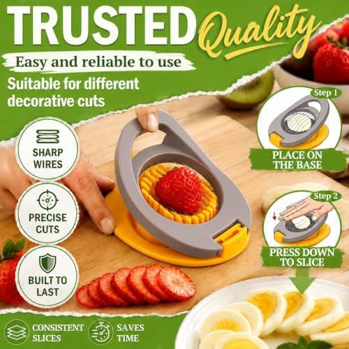NOVANO Hard Boiled Egg Slicer with Stainless Steel Wires, Egg Salad