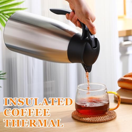 Norme 2 Pcs Thermal Coffee Carafe Creamer, Silver, 68 oz