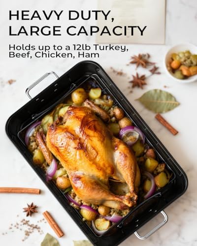 Nonstick Turkey Roasting Pan with 2 Racks, Up to 12 lb Turkey