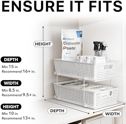 Simple Houseware 2 Tier Pull-Out Under Sink Storage, White