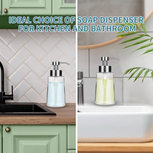 Glass Soap Dispenser 16oz Hand Soap Dispenser Brushed Nickel