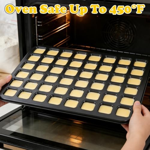 2 Pack Mini Brownie Bites Pan with Dividers, Small Square Muffin Pans