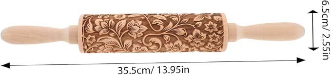 Embossed Rolling Pin for Baking Wooden Pastry Roller - Image 2