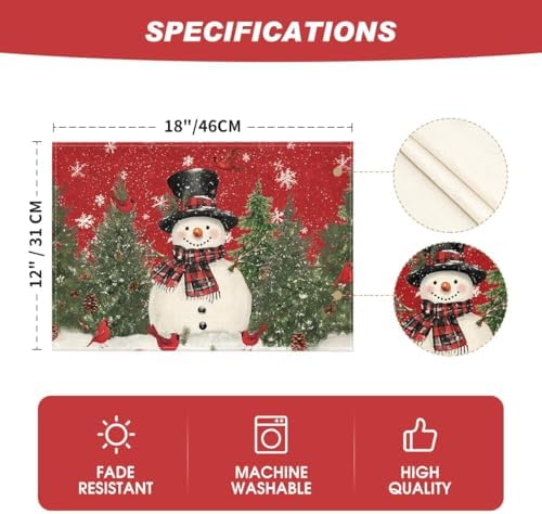 Artoid Mode Snowman Cardinals Trees Christmas Placemats for Dining