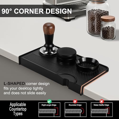 VOCOSTE Espresso Tamping Mat, Non-Slip, Protect Countertop, Black