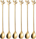 AnSaw 6-Piece Elegant Gold Leaf Long Handle Teaspoons by AnSaw