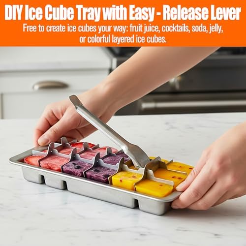 2 Set Stainless Steel Ice Cube Tray for Freezer – Square Icecube Foods