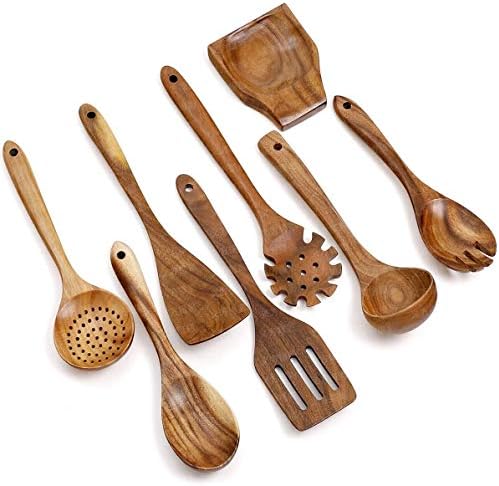 8-Piece Teak Wooden Cooking Utensil Set