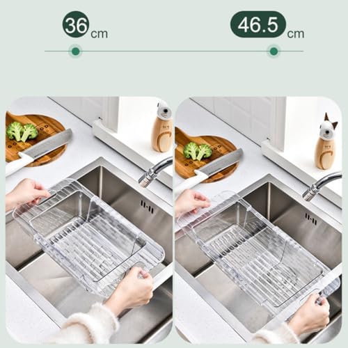 Extendable over Sink Drain Basket PET Colander for Fruits Vegetables