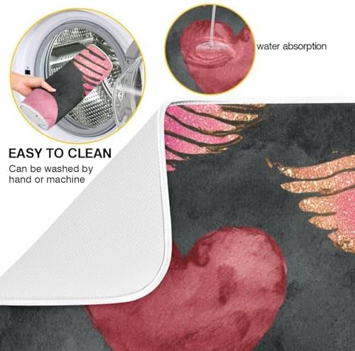 OTVEE Romantic Wing Art Dish Drying Mat for Kitchen Counter Absorbent