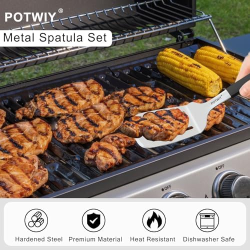 Stainless Steel Wide Spatula Set, Heavy Duty Large Metal Spatulas for