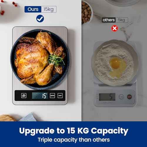 【33 lb & USB Rechargeable】 Digital Kitchen Food Scale Kitchen Scale