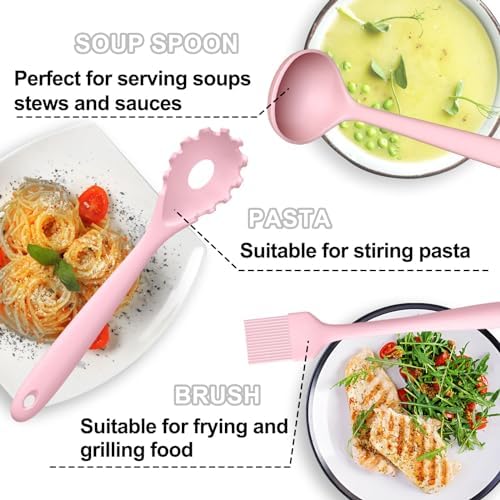 Umite Chef 22-Piece Silicone Utensil Set, Pink