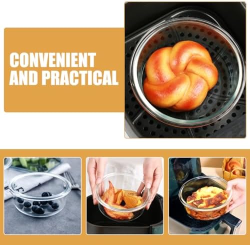 CALLARON 2pcs Glass Mixing Bowls for Baking and Air Fryer Use Xmas