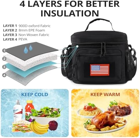 Lunch Box for Men, 12L Leakproof Tactical Lunch Bag Large Cooler for