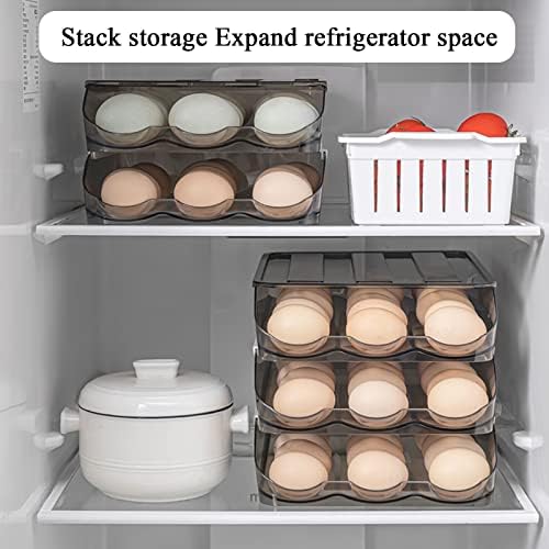 Egg Holder for Refrigerator, 2-Layer Clear Storage Box