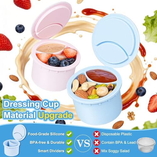 Syntic 32 Oz Glass Salad Jar with Silicone Dressing Cup & Foldable