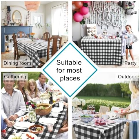 Hiasan 60 x 120 Inch Checkered Tablecloth Rectangle, Black and White
