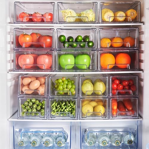 Clear Stackable Storage Drawers 2 Pack XL, BPA-Free Plastic Pull Out