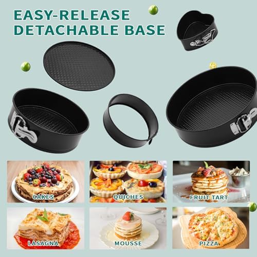 SHIKORI Cake Pan Set for Baking, Non-Stick Springform Pans Set of 4