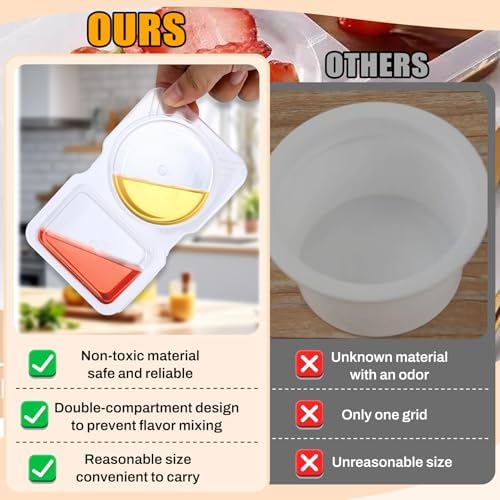 20 Pack Reusable Snack Containers with Lids - Double Compartment