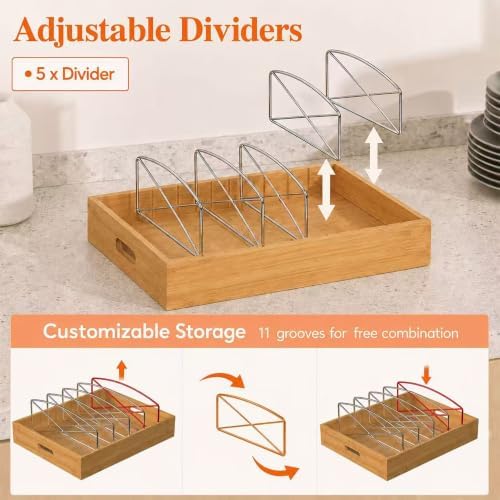 Lid Organizer Inside Cabinet,Bamboo Lid Container Holder