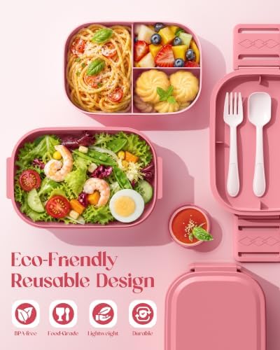 Bento Lunch Box, 65 oz 3-Tier Stackable Lunch Container, Adjustable