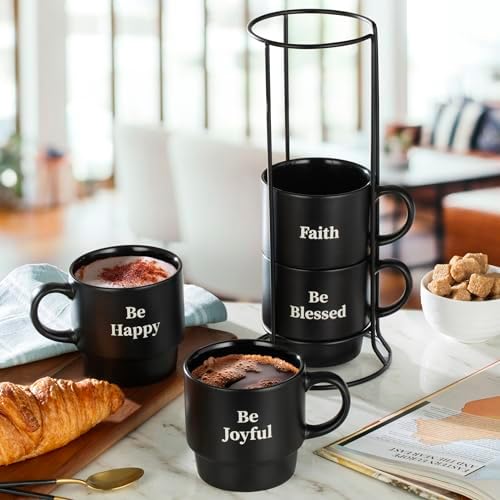 Signature Housewares Stackable Coffee Mug Tower Set with Metal Wire