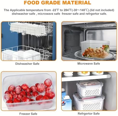 3pcs 4 in 1 Fruit Storage Containers with Removable Colanders