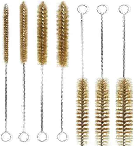 7 Pcs Brass Brush Set, 12'' Long Handle Pipe Cleaner Brush for Deep